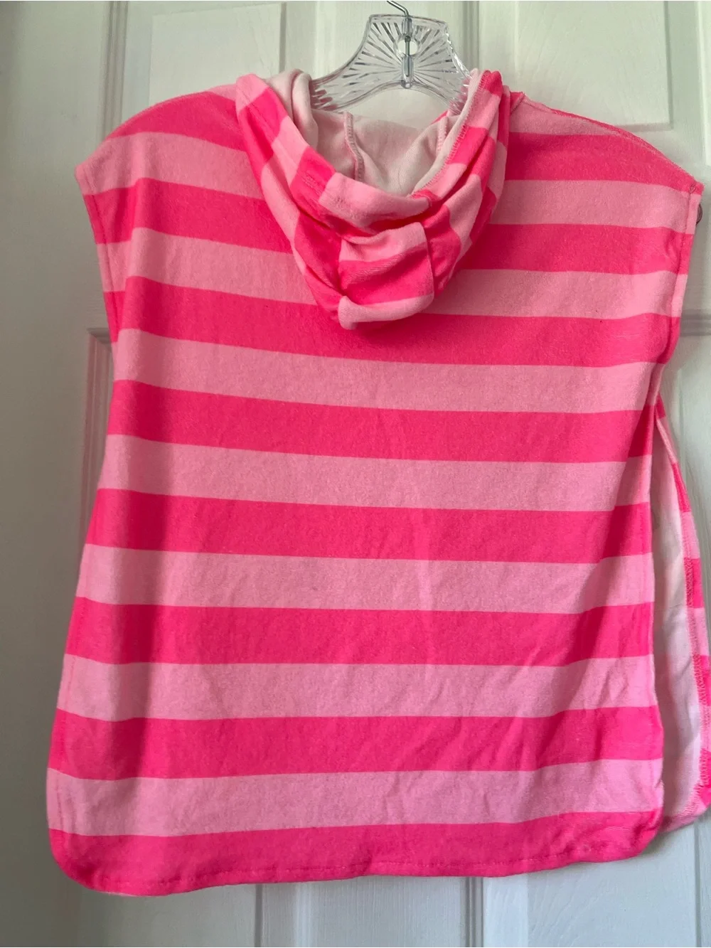 Girls' Hooded Swim Poncho - Pink Striped Ice Cream Design